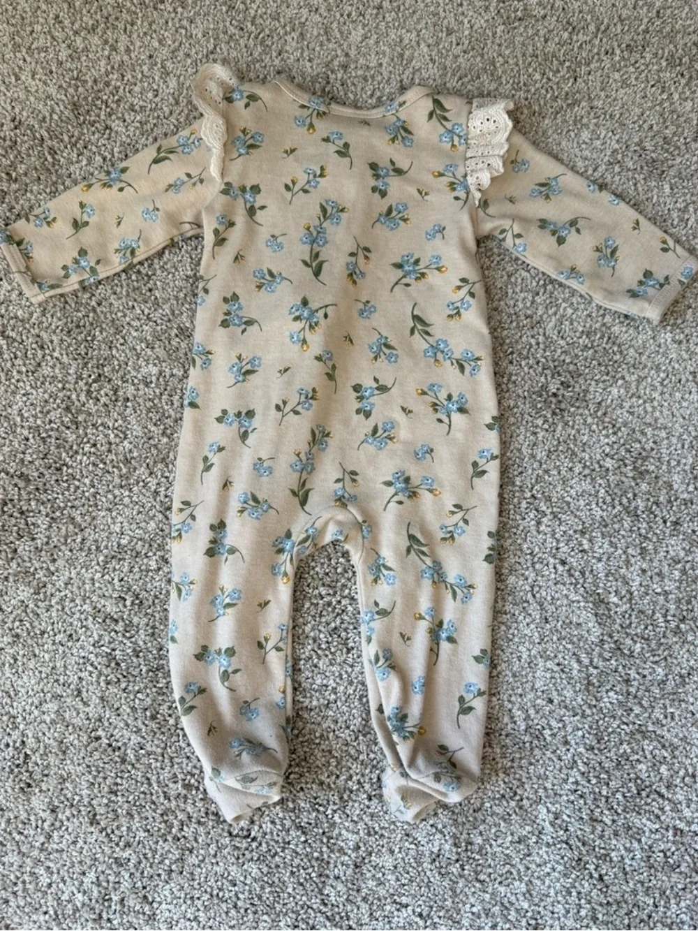 Nicole Miller Baby Footed Sleeper Bundle Floral & Quilted Sage Green One Piece